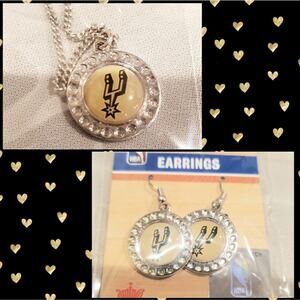 Official NBA San Antonio Spurs chain & earrings pendant costume jewelry NEW